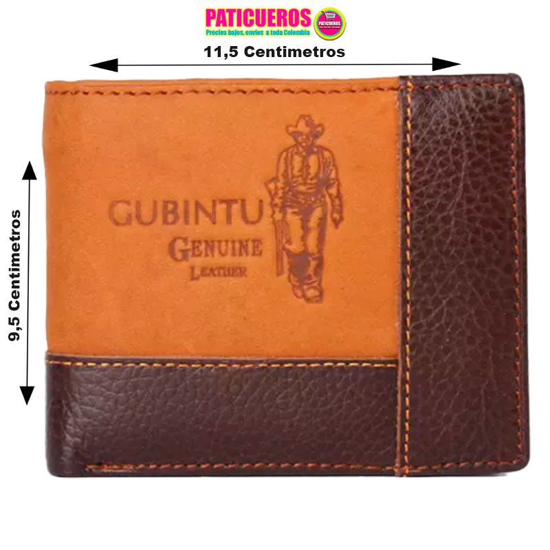 Billetera En Cuero Gubintu Importada 16 Bolsillos Hombre