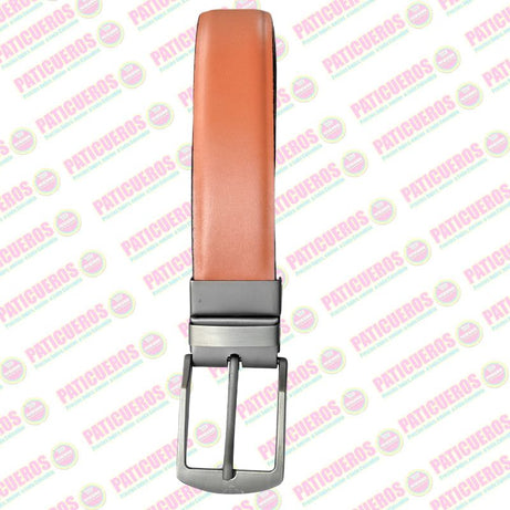 Correa Doble Faz En Cuero Con Hebilla Reversible Para Hombre Miel con negro