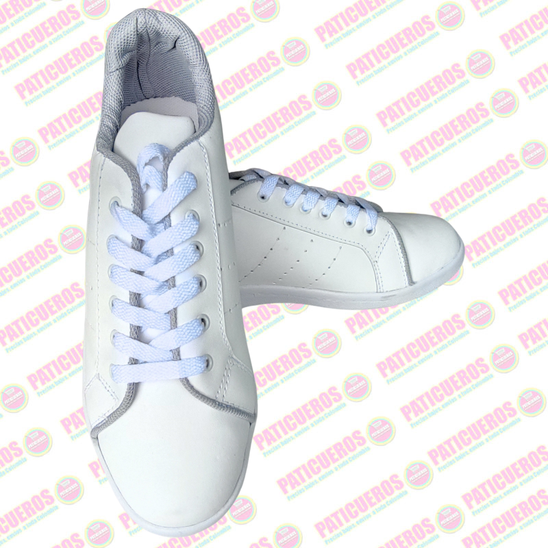 Tenis Zapatillas Colegial Cuero Blanco Envío 2 Días Toda Colombia Unisex
