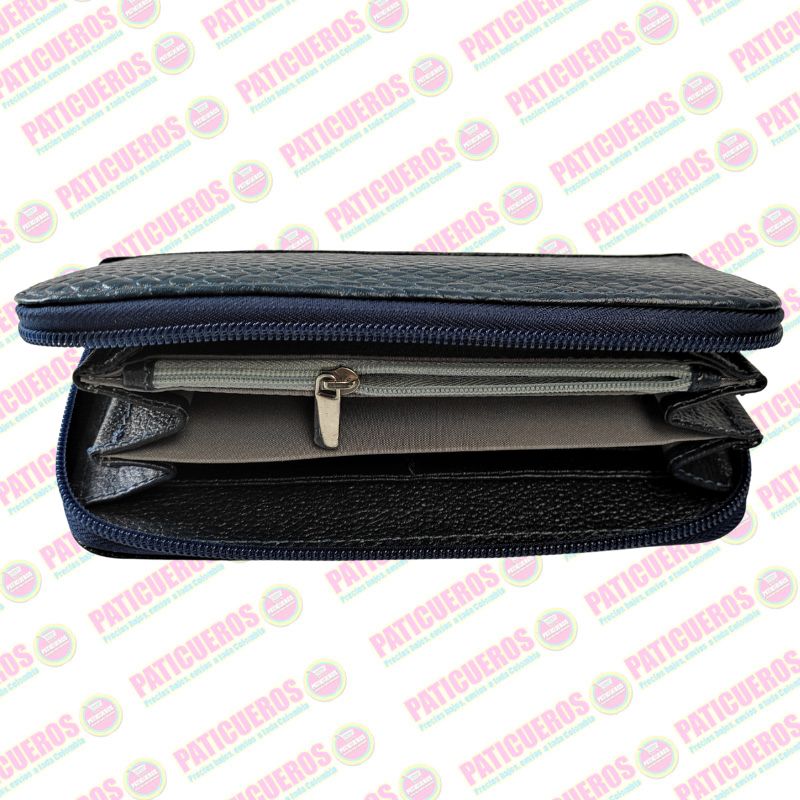 Billetera Cuero Bovino Colombiana Cremallera Cierre Mujer Dama Bolsillo Celular