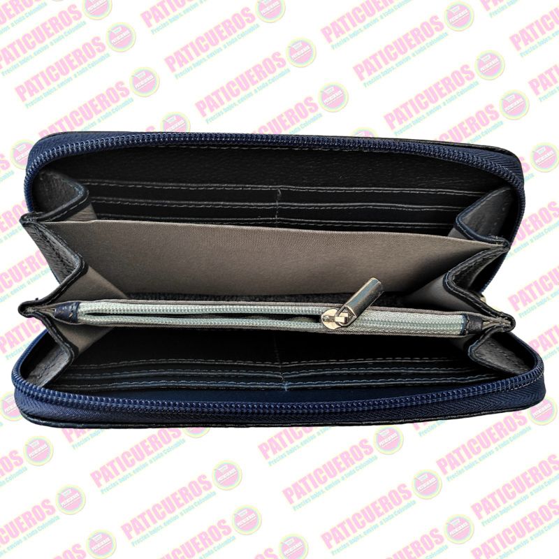 Billetera Cuero Bovino Colombiana Cremallera Cierre Mujer Dama Bolsillo Celular