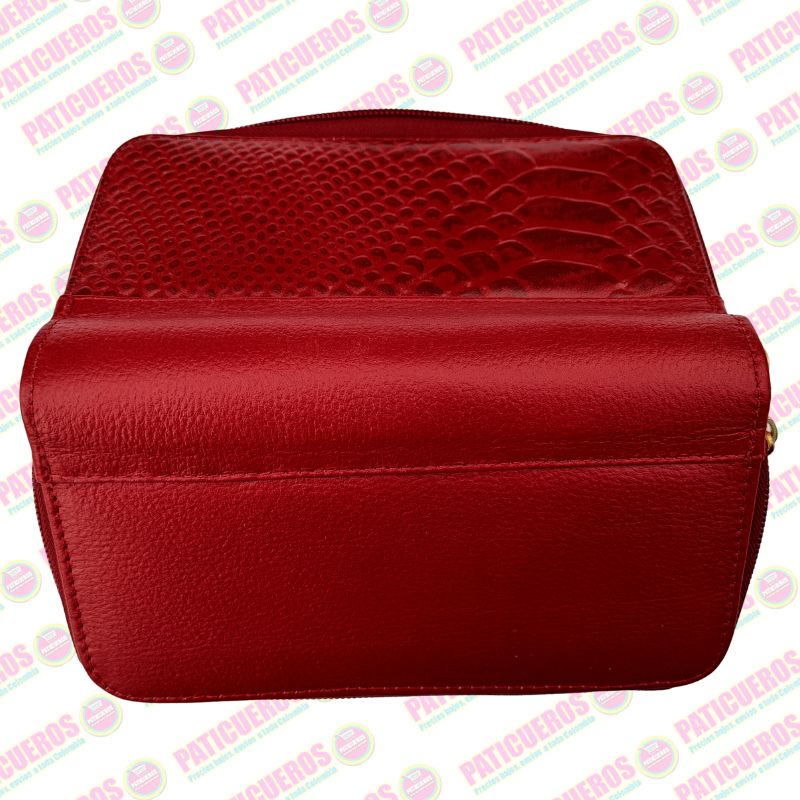 Billetera Larga de Cuero para Mujer con Doble Cremallera y Porta Celular