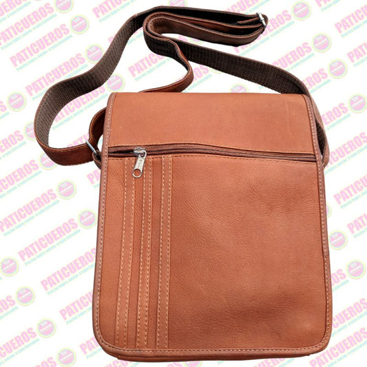 Bolso Carrier Manos Libres Bandolera Morral Cuero Bovino Tamaño Extra Grande Unisex