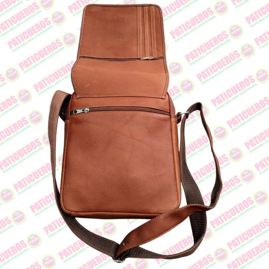 Bolso Carrier Manos Libres Bandolera Morral Cuero Bovino Tamaño Extra Grande Unisex