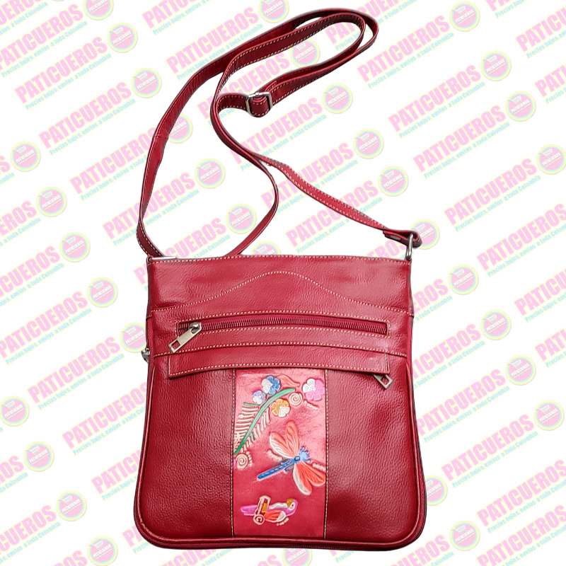 Bolso En Cuero Dama Carteras Mujer Bandolera Manos Libres