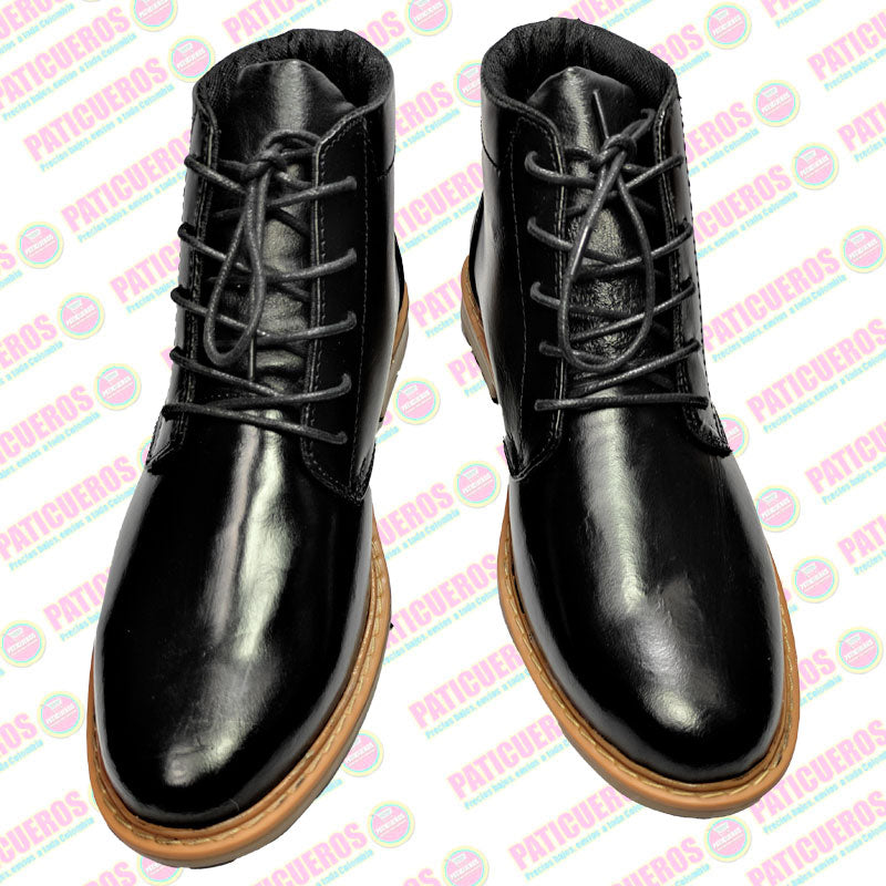 Paticueros - Botas En Cuero Liso Negro Para hombre