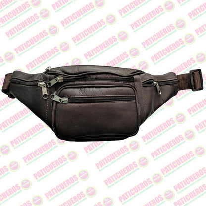 Canguro Riñonera Cuero Genuino Unisex Varios Bolsillos