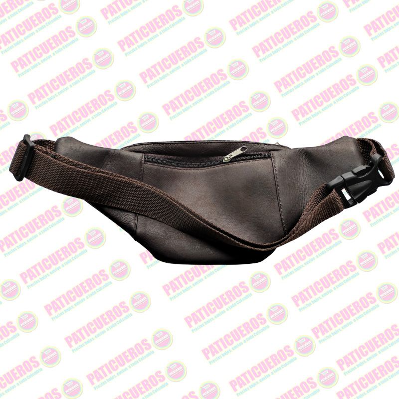 Canguro Riñonera Cuero Genuino Unisex Varios Bolsillos