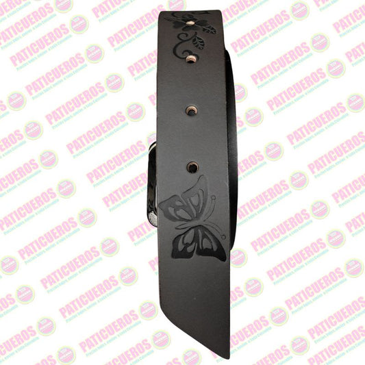 Correa Con Grabado En Cuero Para Mujer Cinturón De Dama 3,5 Centímetros De Ancho