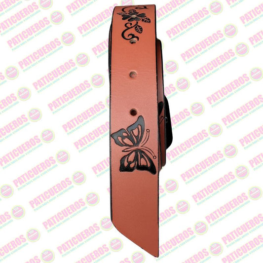 Correa Con Grabado En Cuero Para Mujer Cinturón De Dama 3,5 Centímetros De Ancho