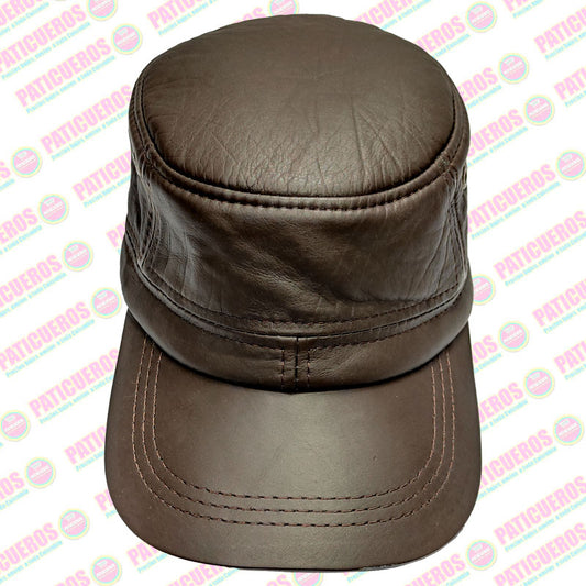 Gorra Cachucha Estilo Militar Cubana Cuero Genuino Unisex