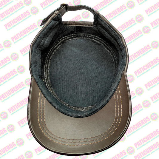 Gorra Cachucha Estilo Militar Cubana Cuero Genuino Unisex