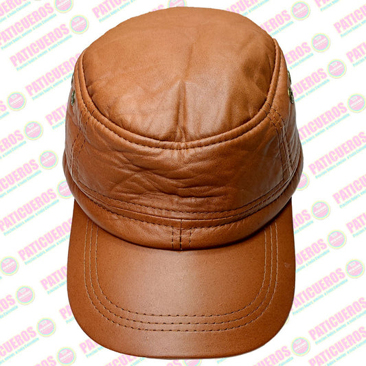 Gorra Cachucha Estilo Militar Cubana Cuero Genuino Unisex