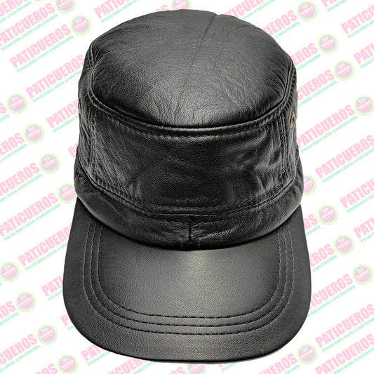Gorra Cachucha Estilo Militar Cubana Cuero Genuino Unisex