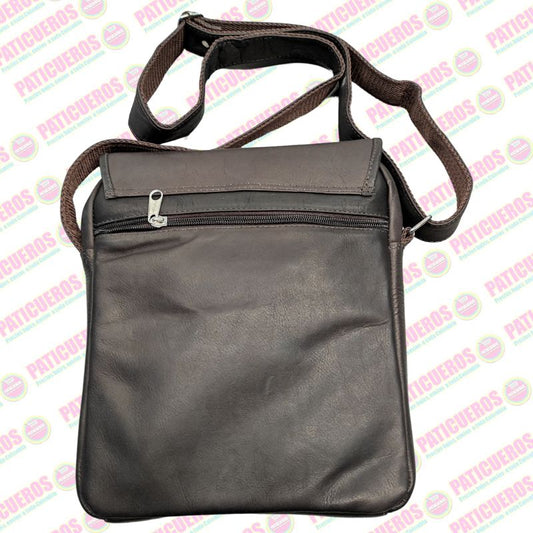 Bolso Carrier Manos Libres Bandolera Morral Cuero Bovino Tamaño Extra Grande Unisex