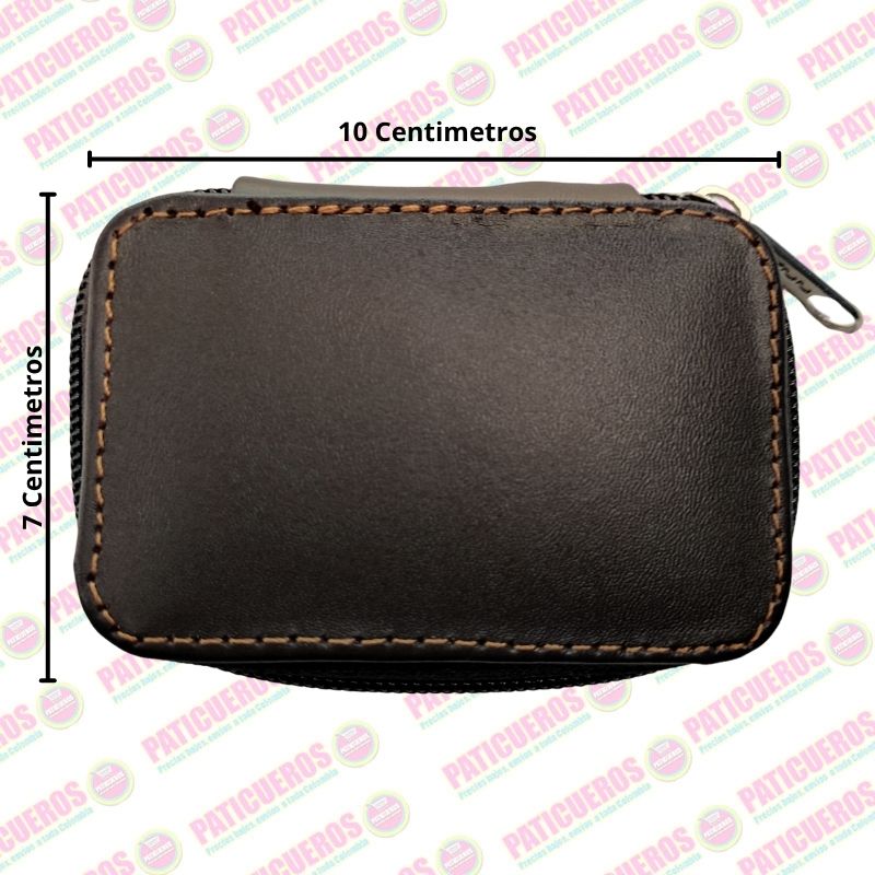 Porta Llaves de Cuero Nappa con Monedero Interno