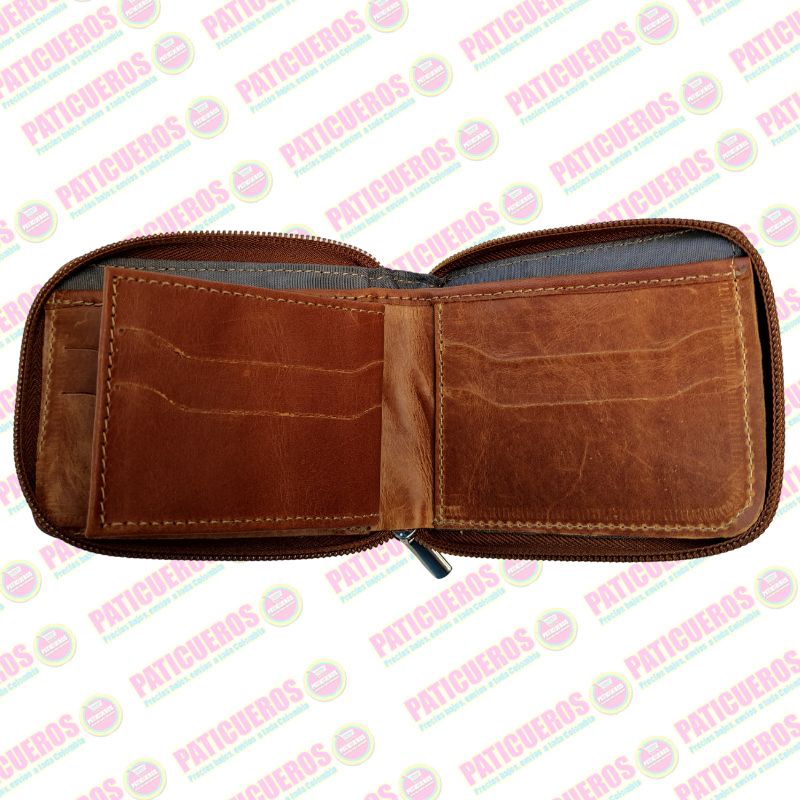 Billetera Con Cremallera En Cuero Para Hombre Producto Colombiano