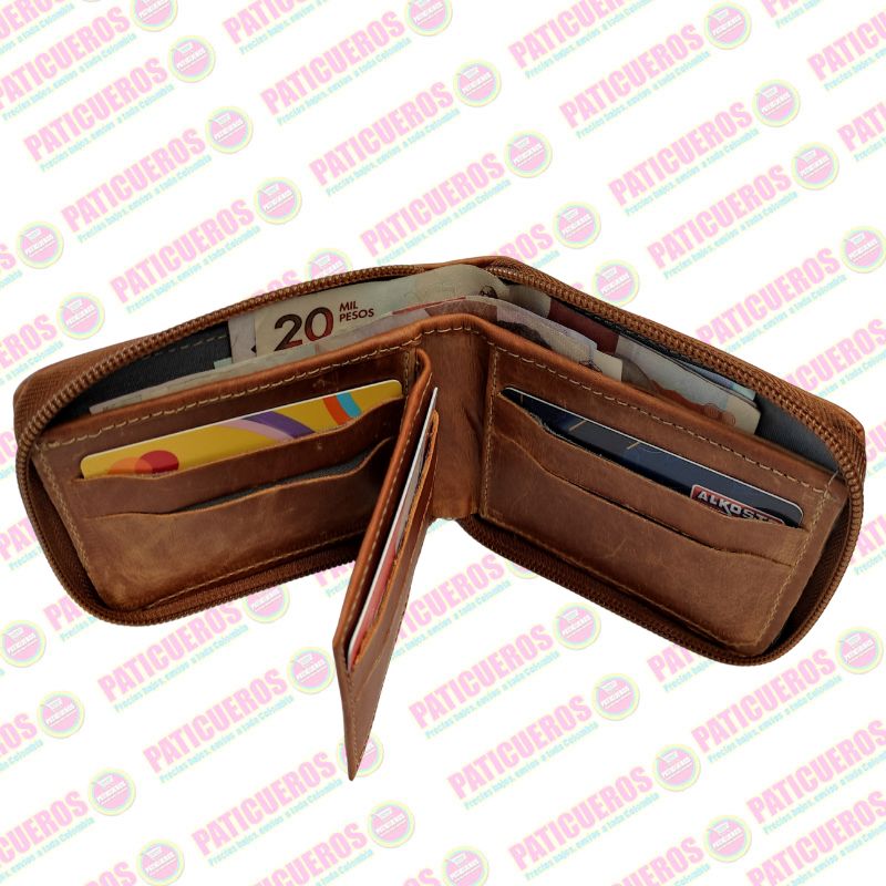 Billetera Con Cremallera En Cuero Para Hombre Producto Colombiano