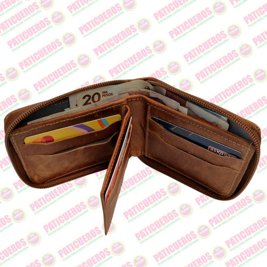 Billetera Con Cremallera En Cuero Para Hombre Producto Colombiano