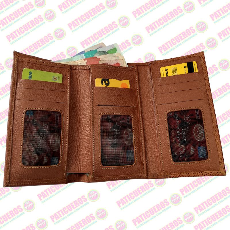 Billetera Cartera Monedero Cuero Genuino Dama Mujer embrague largo