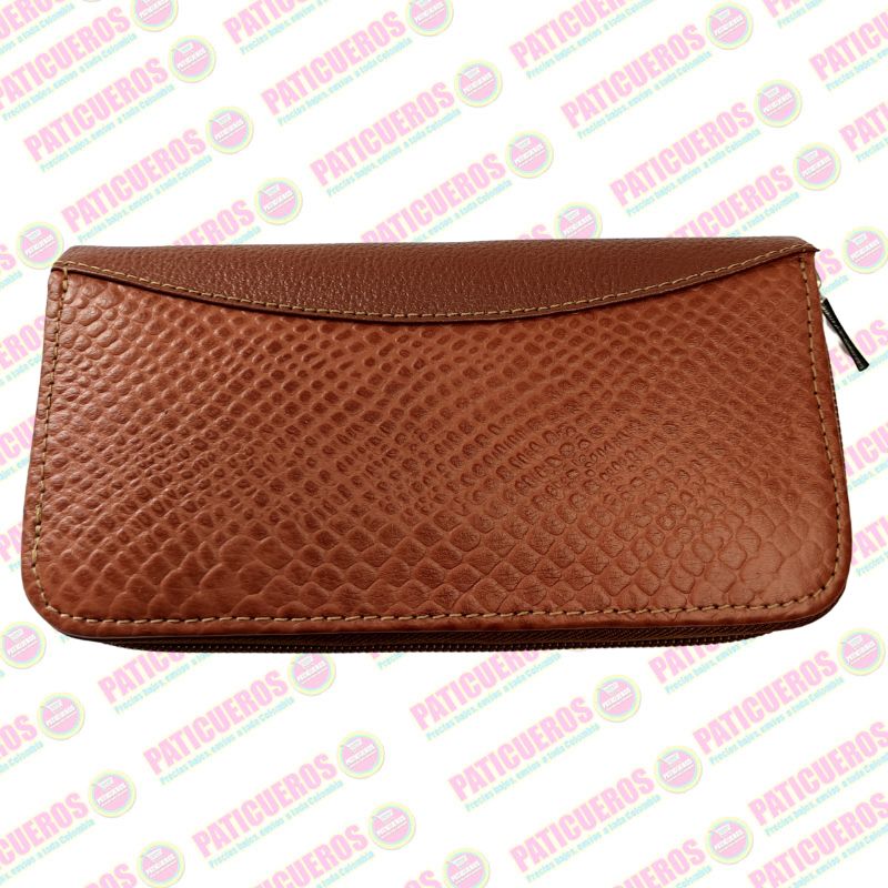 Billetera Cuero Bovino Colombiana Cremallera Cierre Mujer Dama Bolsillo Celular