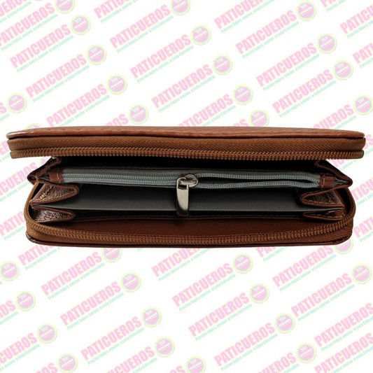 Billetera Cuero Bovino Colombiana Cremallera Cierre Mujer Dama Bolsillo Celular
