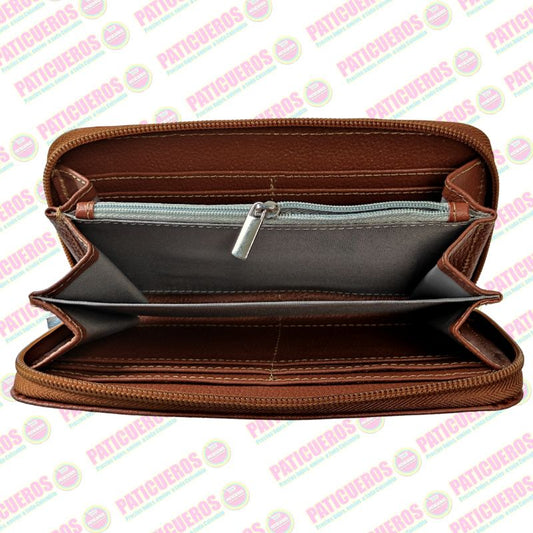 Billetera Cuero Bovino Colombiana Cremallera Cierre Mujer Dama Bolsillo Celular