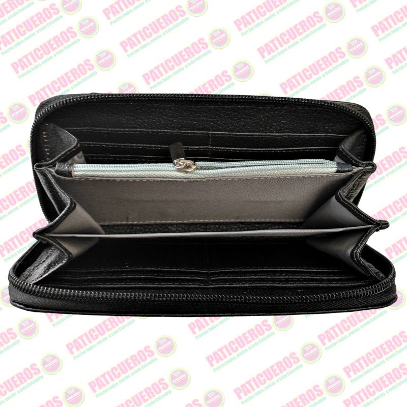 Billetera Cuero Bovino Colombiana Cremallera Cierre Mujer Dama Bolsillo Celular