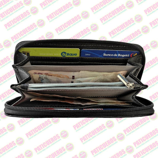 Billetera Cuero Bovino Colombiana Cremallera Cierre Mujer Dama Bolsillo Celular