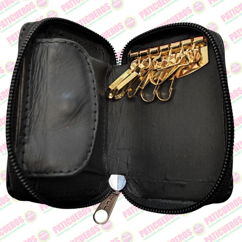 Porta Llaves de Cuero Nappa con Monedero Interno