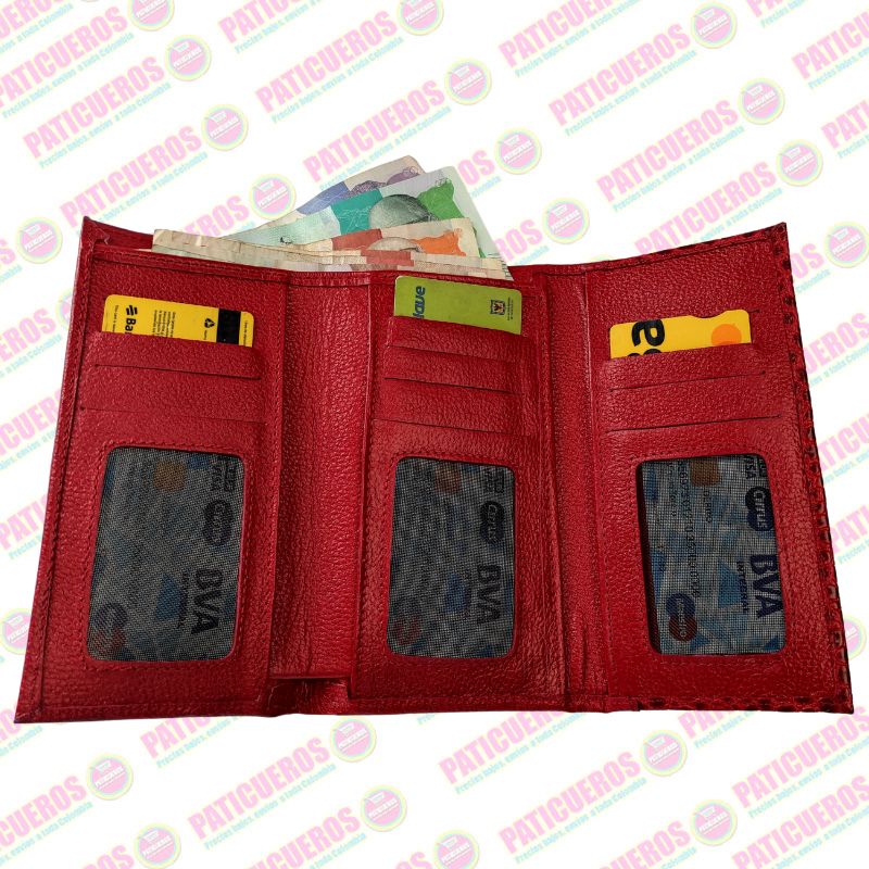 Billetera Cartera Monedero Cuero Genuino Dama Mujer embrague largo