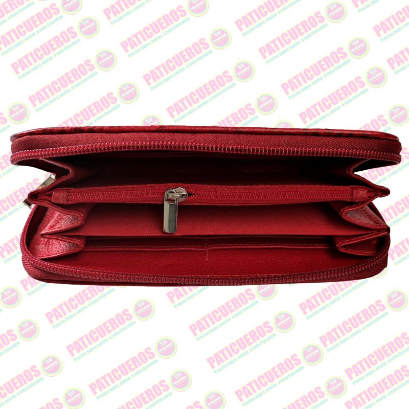 Billetera Cuero Bovino Colombiana Cremallera Cierre Mujer Dama Bolsillo Celular