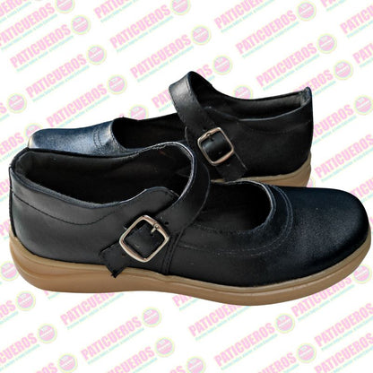 🎁 Envío gratis / Zapatos En Cuero Negro Estilo Mafalda Para Mujer