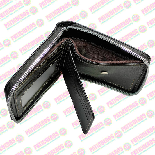 Billetera Con Cremallera De La Marca Menbence En Cuero PU Hombre